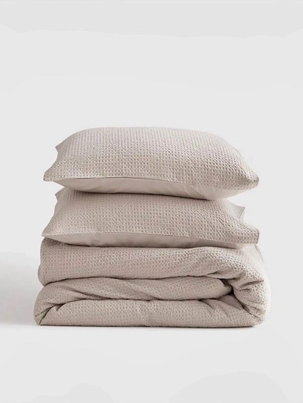 Quince Organic Luxe Honeycomb Duvet Cover Set Sand Beige